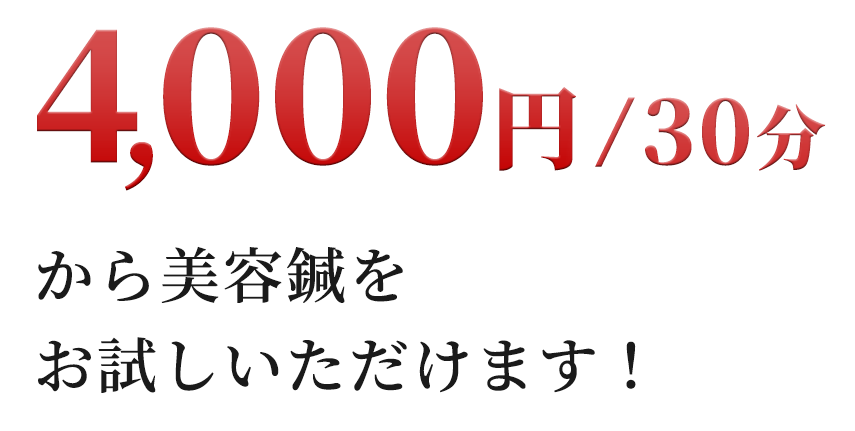 4,000円/30分から美容鍼をお試しいただけます！​